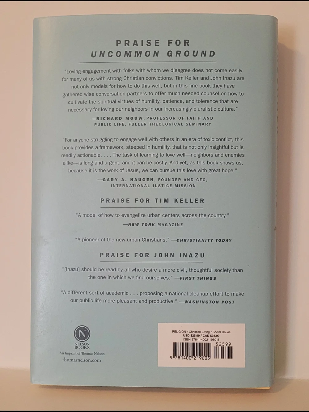 Uncommon Ground by Timothy Keller — Light Blue Hardcover